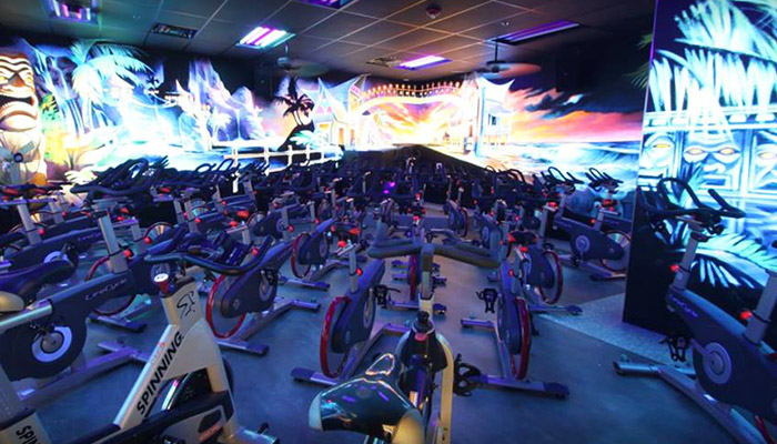 cycling group class at just move fitness club
